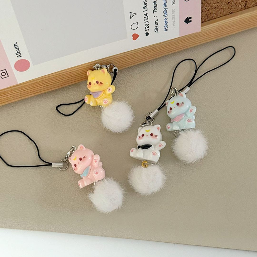 Cute cat with Ball Mobile Phone Charm