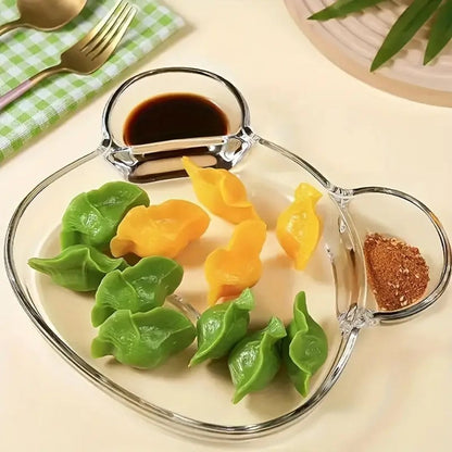 Cute Glass Snack Plate with Sauce Dish