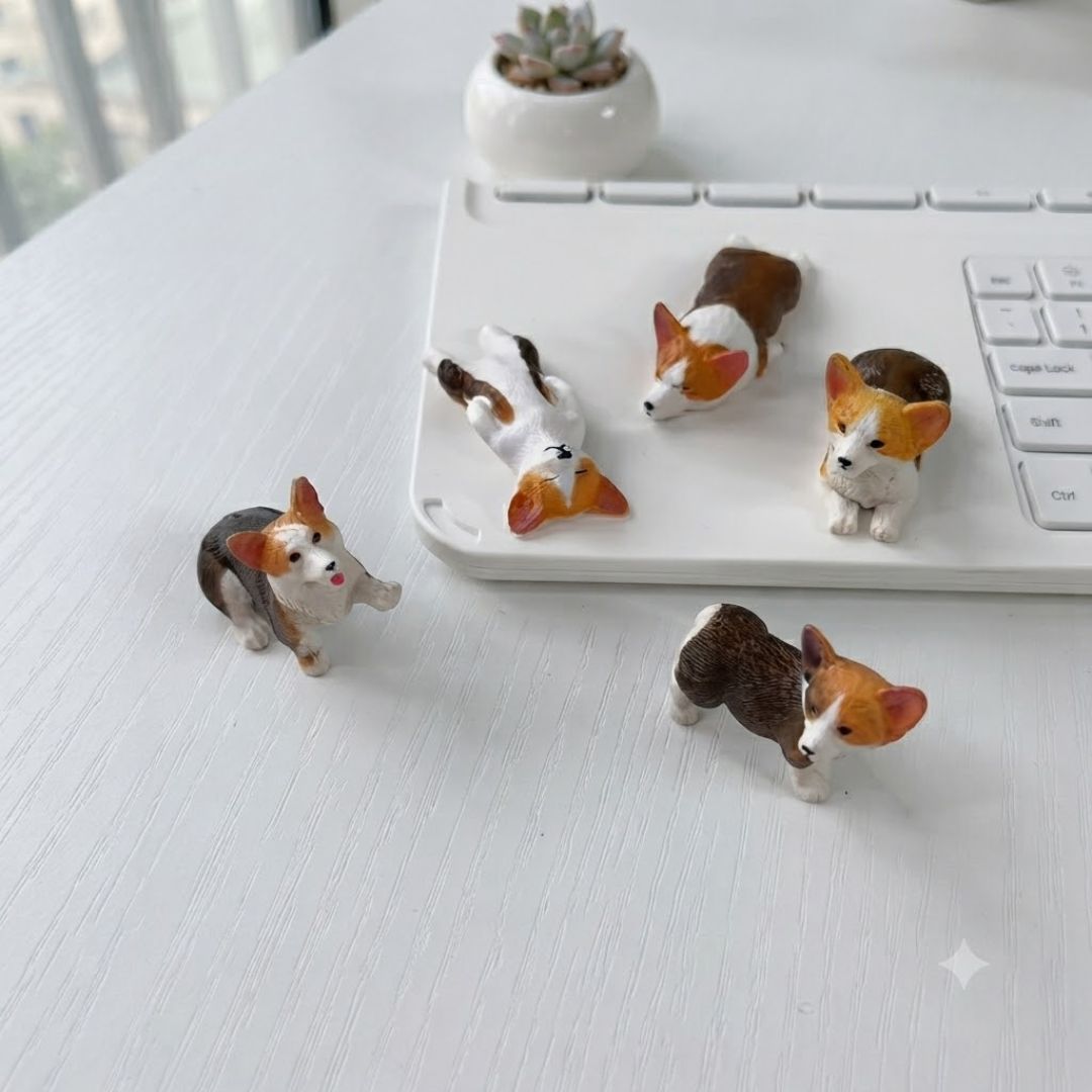 Cute Corgi Dog Figurines Set