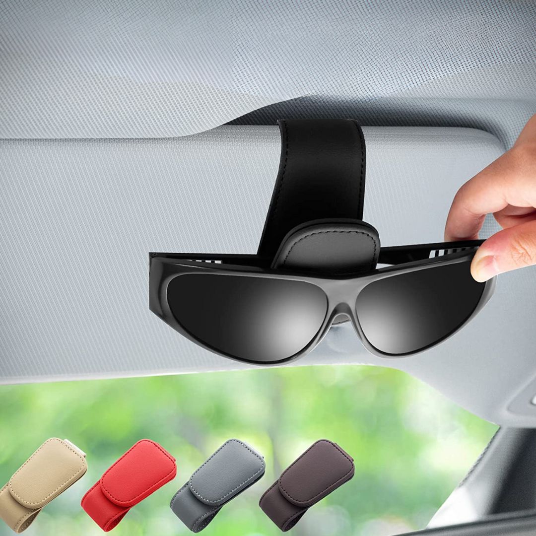 Magnetic Leather Sunglasses Holder for Car Sun Visor – Gadget Ninja