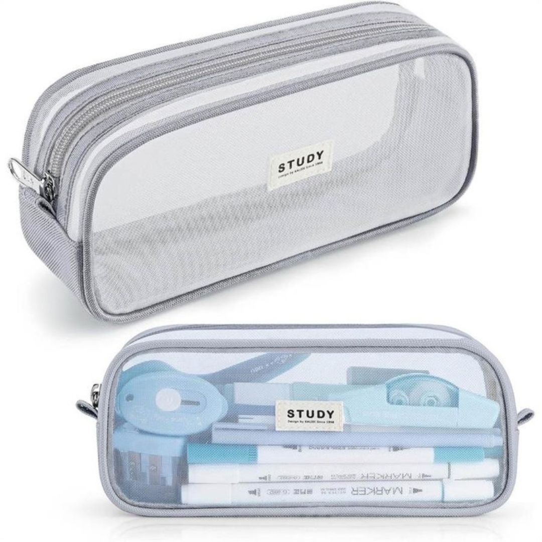 Transparent Large Capacity Mesh Pencil Case