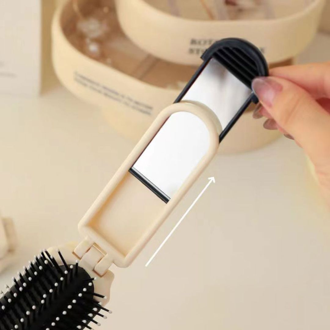 2 in 1 foldable hair comb with mirror For travelling