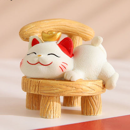 Fortune Cute Resin Cat On Chair Desk Decor