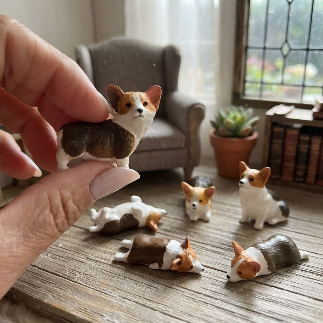 Cute Corgi Dog Figurines Set