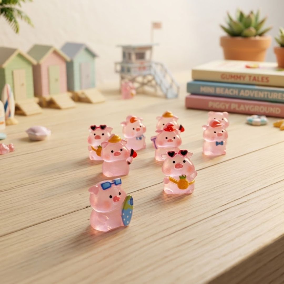 Mini Pig Resin Figurines Set
