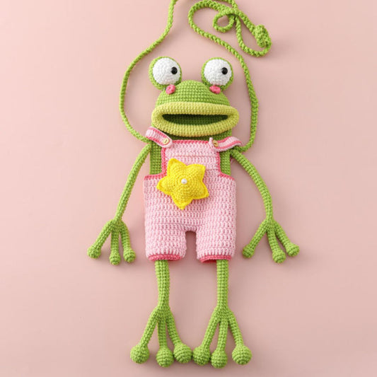 Crochet Big Mouth Frog Mobile Phone Bag