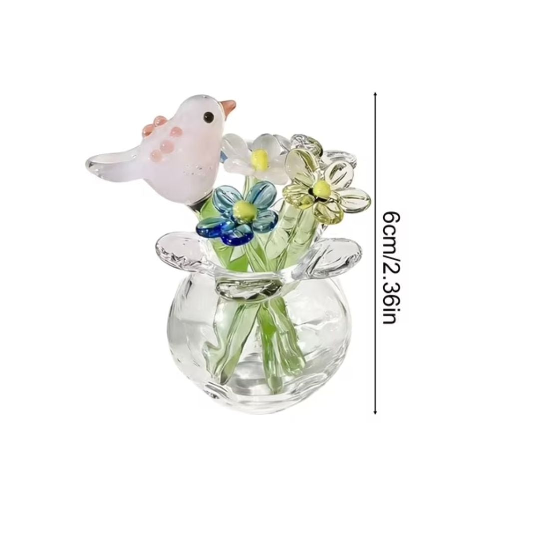 Glass Bird Bouquet Ornament