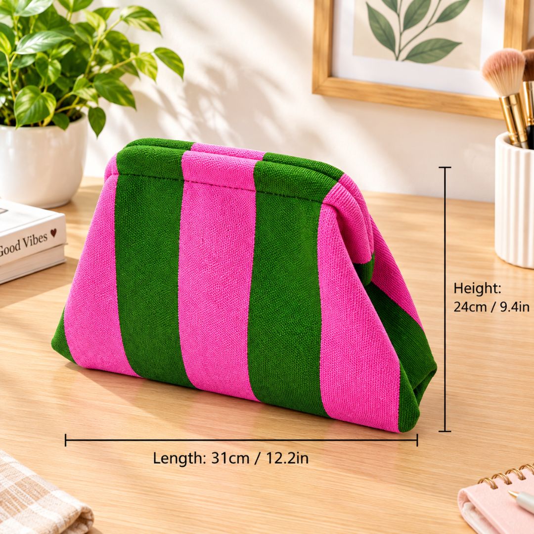 Women's Knitted Striped Cosmetic Makeup Bag