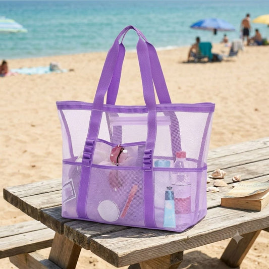 Multi Pockets Mesh Beach Bag