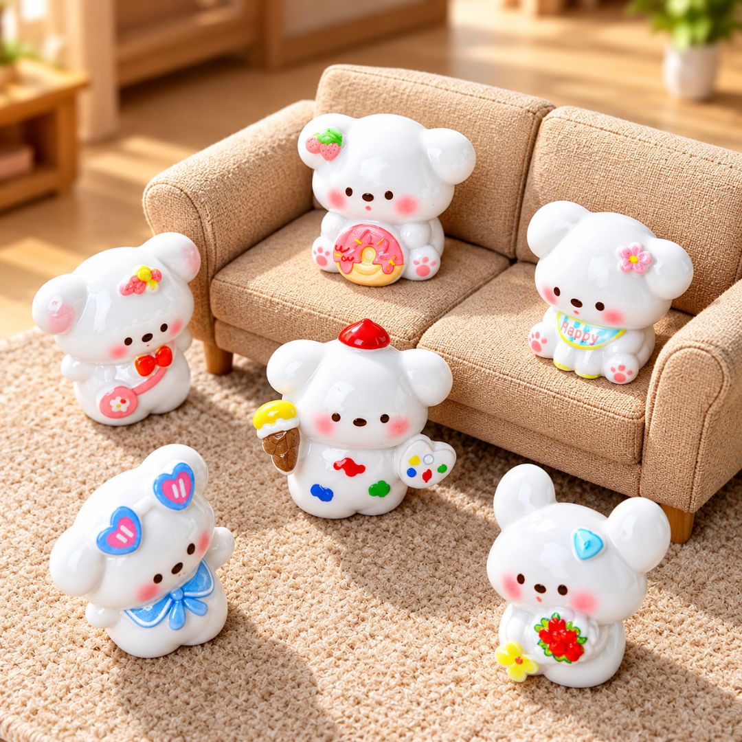 Cute White Dog Resin Figurines