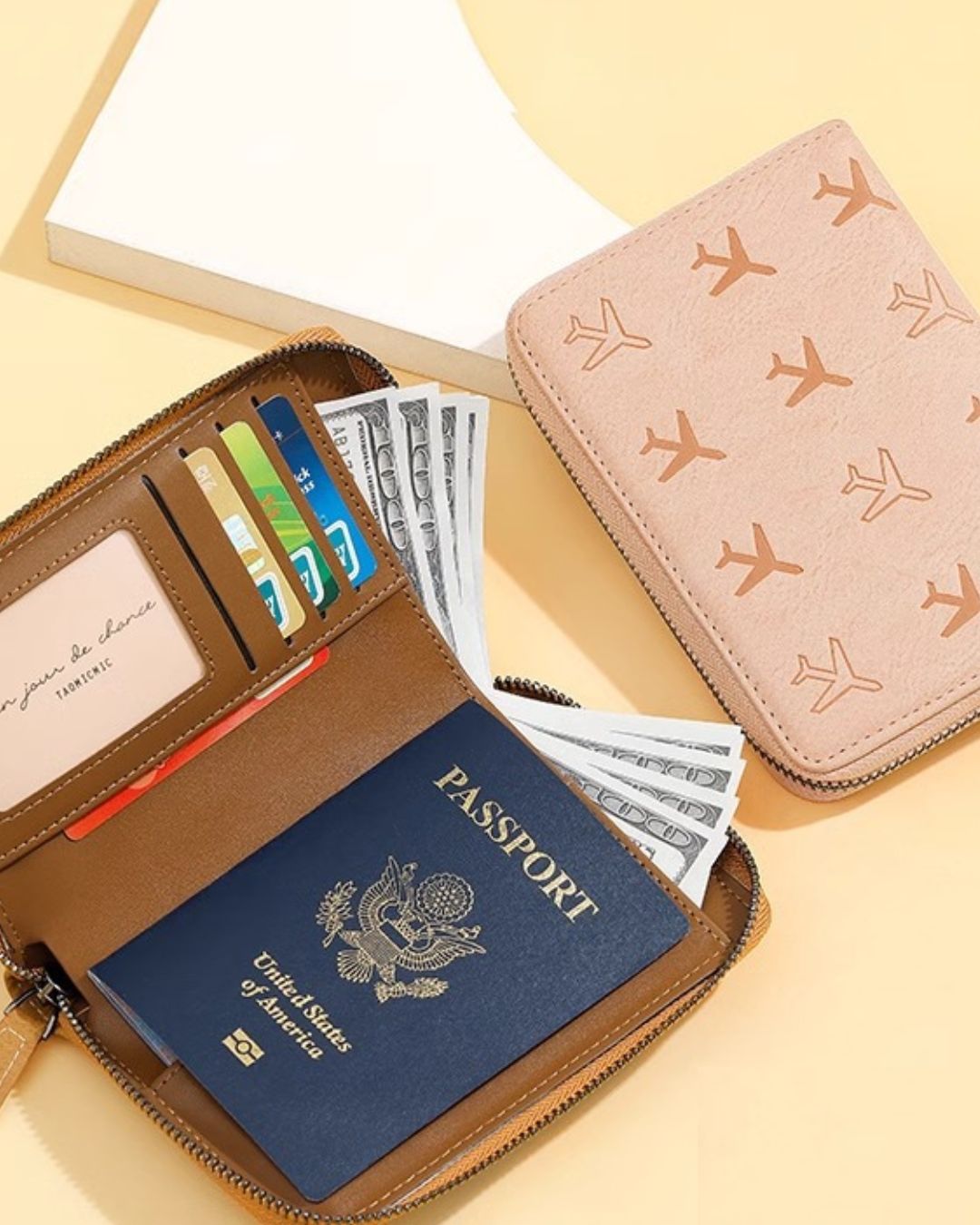 Compact Zipper Passport Cards Travel Holder