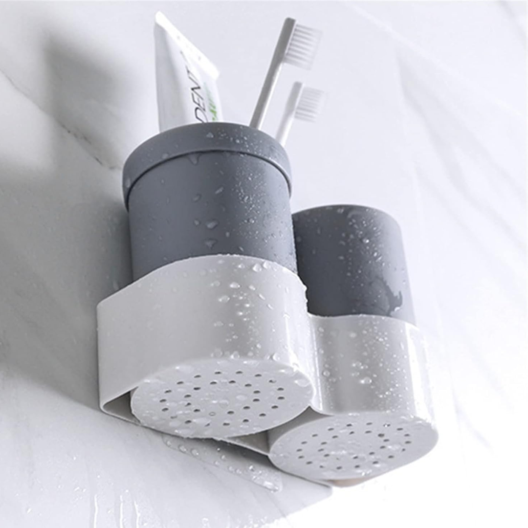 Sleek Space-Saving Toothbrush Holder With Cup