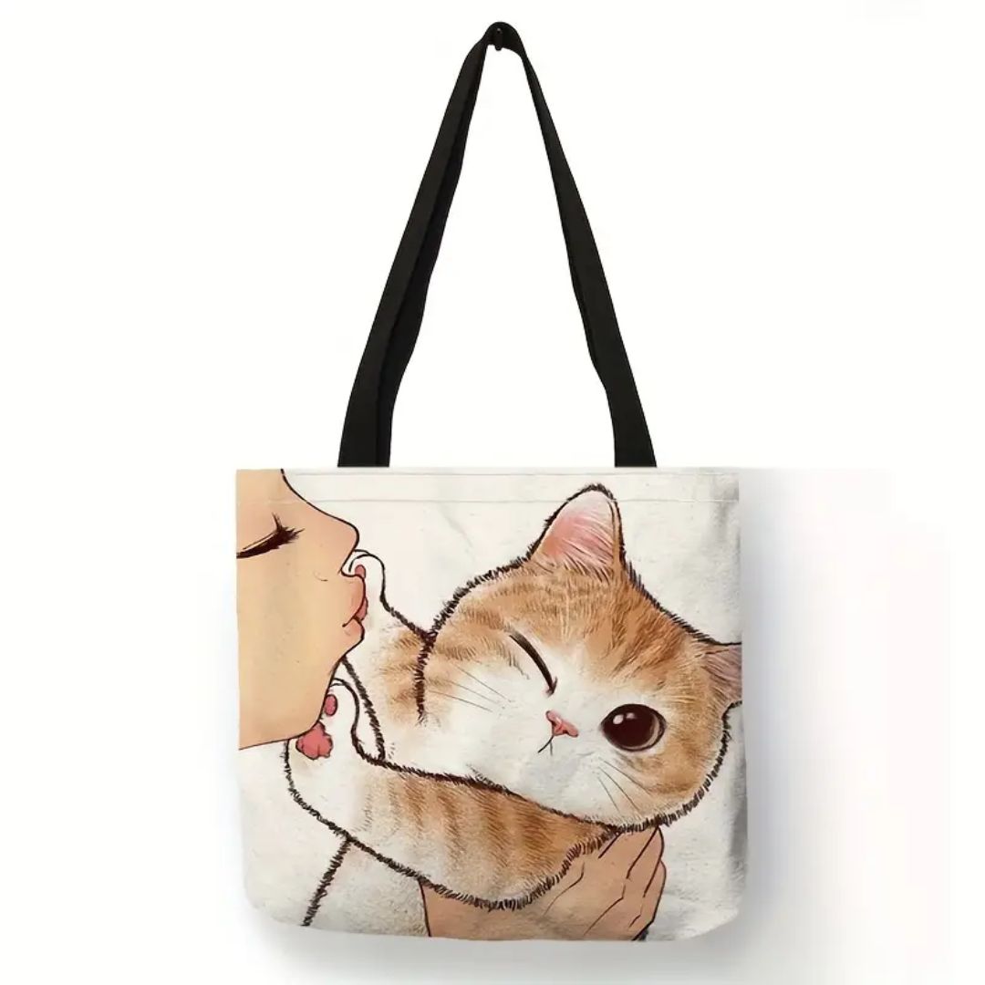 Cute Kitty Canvas Tote Bag