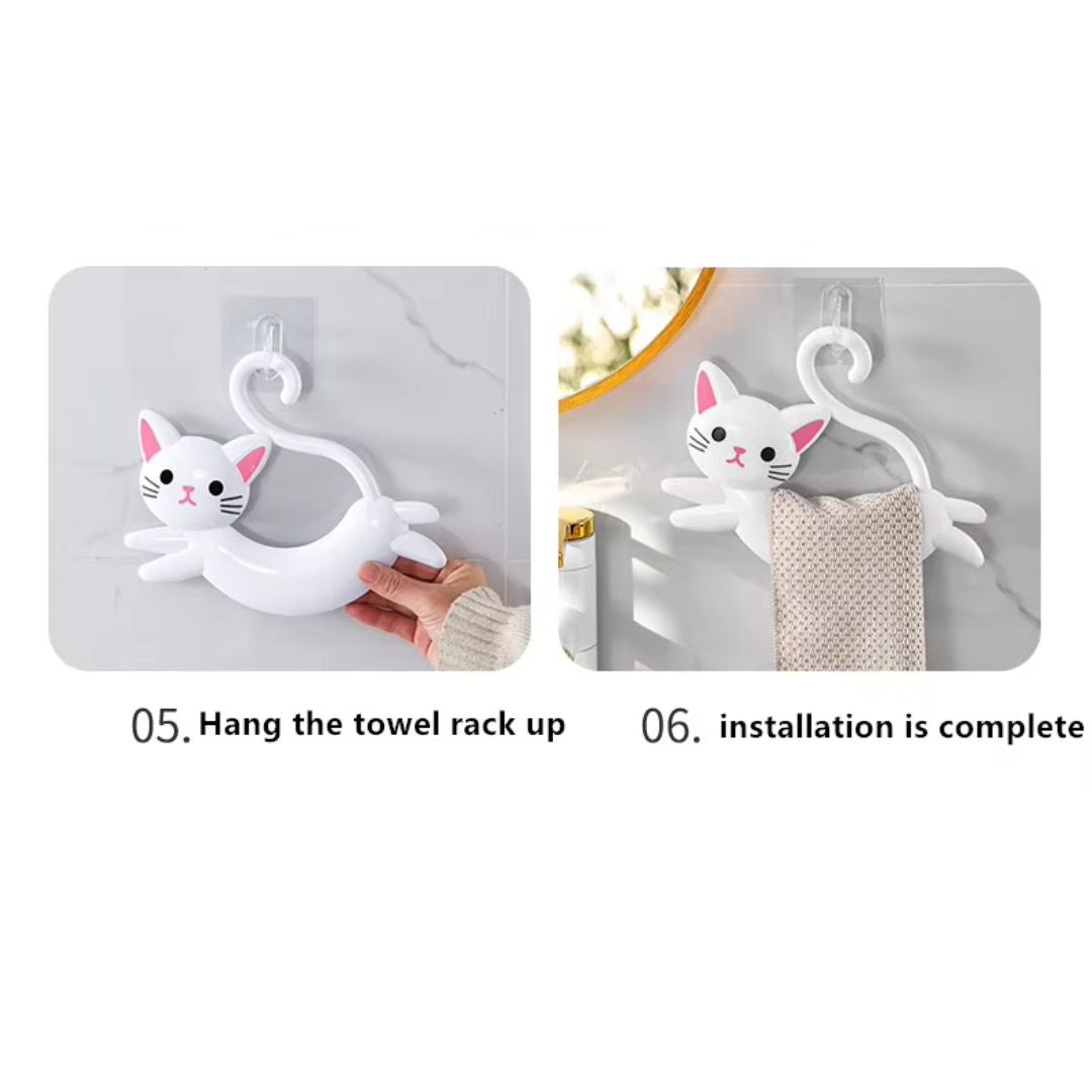 Playful Cat Wall Towel Rack-Perfect for a Whimsical Touch