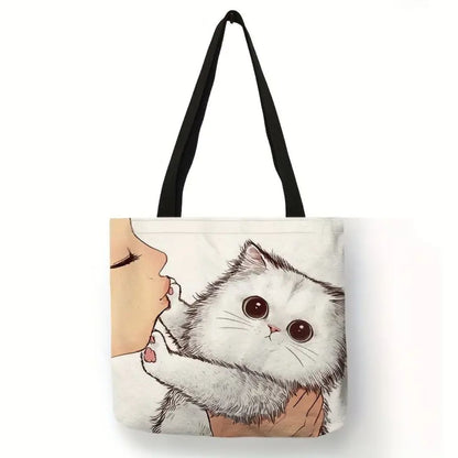 Cute Kitty Canvas Tote Bag