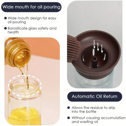 2 in 1 Glass Oil Dispenser with Silicone Brush