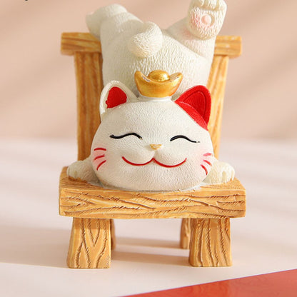 Fortune Cute Resin Cat On Chair Desk Decor