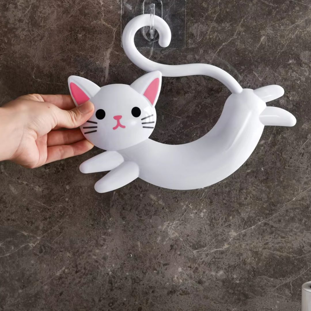 Playful Cat Wall Towel Rack-Perfect for a Whimsical Touch