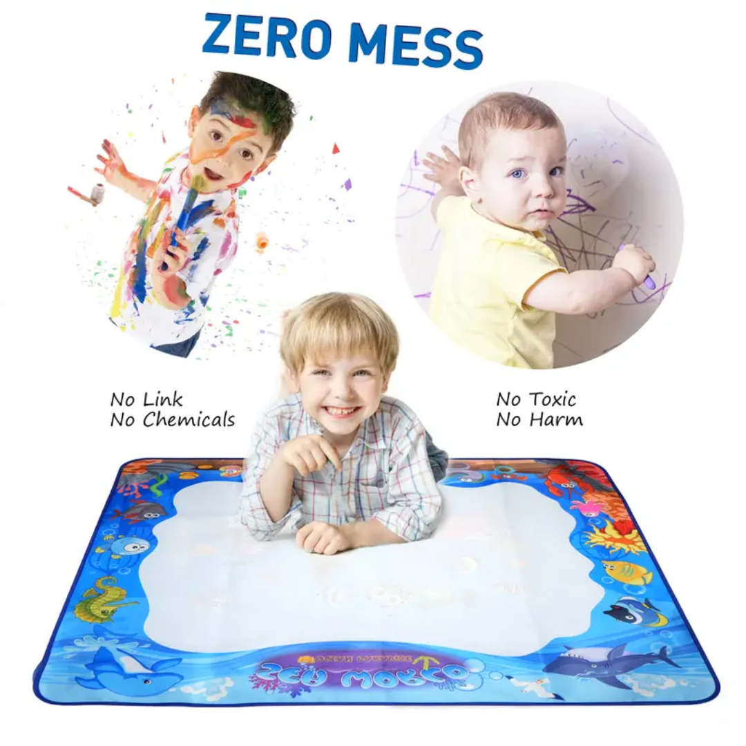 Magical Water Mat Set For Kids- With Pens, Stencils & Roller