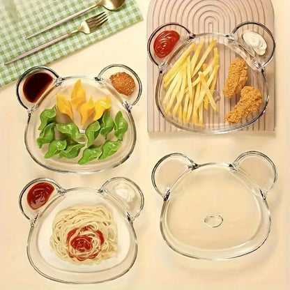 Cute Glass Snack Plate with Sauce Dish