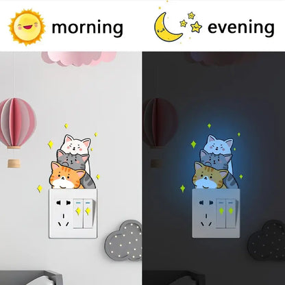 Luminous Cat Cartoon Switch Sticker