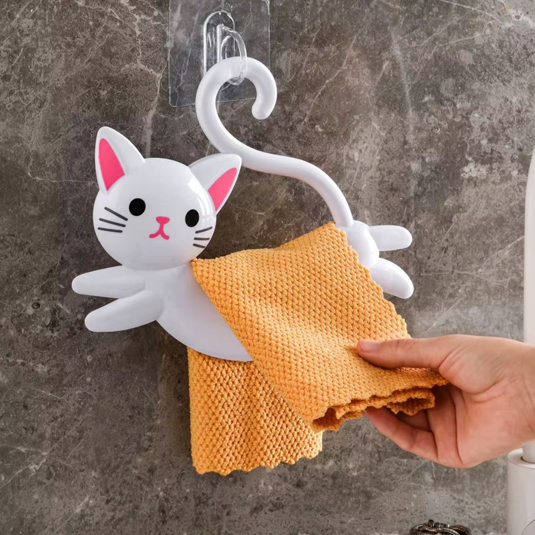 Playful Cat Wall Towel Rack-Perfect for a Whimsical Touch