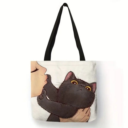 Cute Kitty Canvas Tote Bag