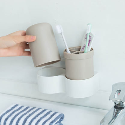 Sleek Space-Saving Toothbrush Holder With Cup