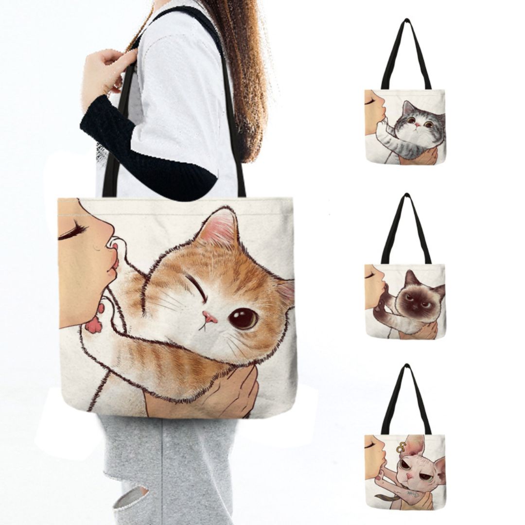 Cute Kitty Canvas Tote Bag