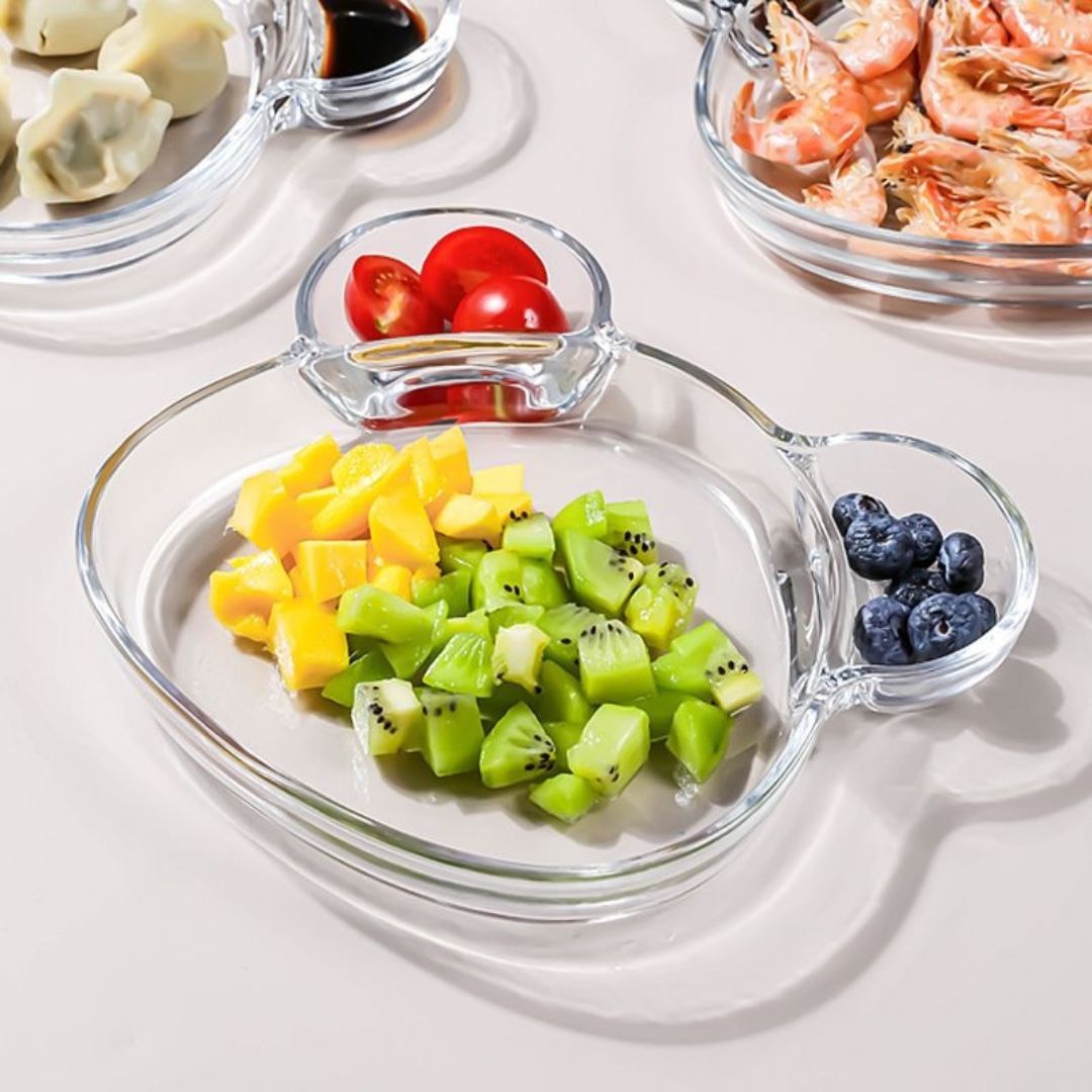 Cute Glass Snack Plate with Sauce Dish