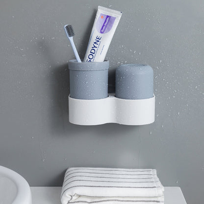 Double Cup Sticky Toothbrush Holder